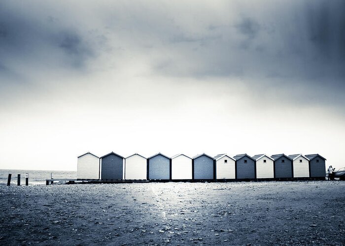 Charmouth Greeting Card featuring the photograph Beach Huts by Dorit Fuhg