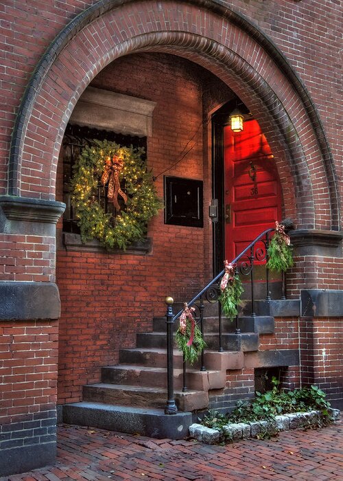 Pots Greeting Card featuring the photograph Beacon Hill Doorways #1 by Joann Vitali