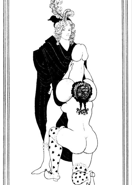1896 Greeting Card featuring the drawing Beardsley Lysistrata #1 by Granger