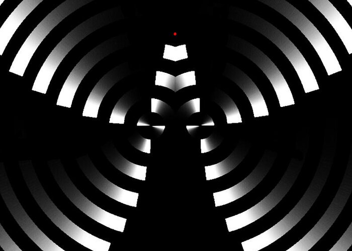 Spiral Greeting Card featuring the digital art Black White and Red #1 by Rafael Salazar