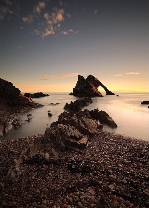 Sunrise Greeting Card featuring the photograph Bow Fiddle Rock #1 by Grant Glendinning
