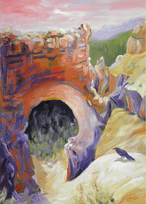 Crow Greeting Card featuring the painting Bryce Canyon Arch Utah #1 by Sharon Casavant