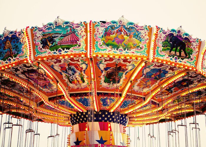 Carnival Greeting Card featuring the photograph Carnival Swings #1 by Kim Fearheiley