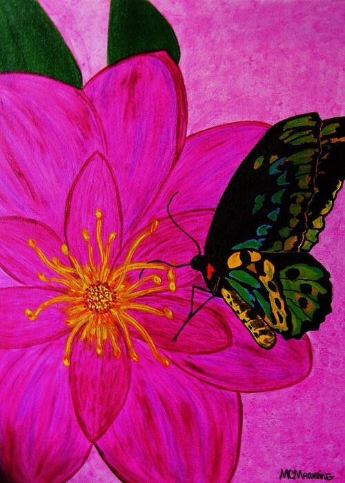 Pink Flower Art Prints Greeting Card featuring the painting Center Of Attraction by Celeste Manning