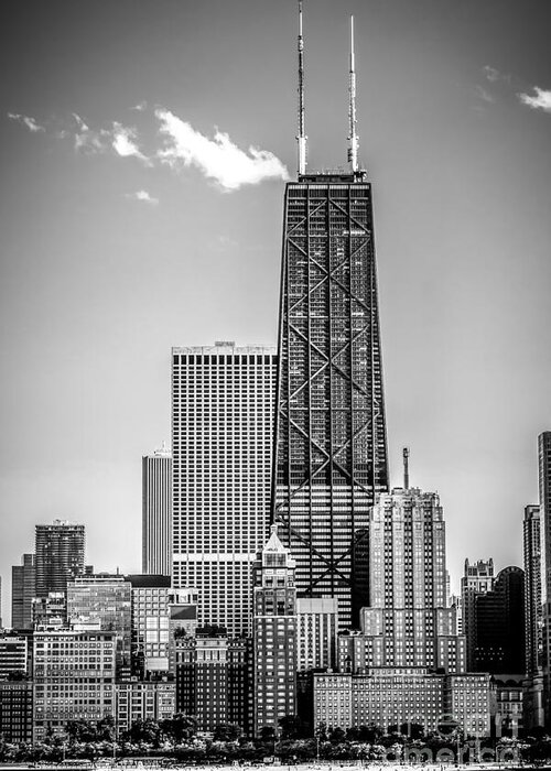 2012 Greeting Card featuring the photograph Chicago Hancock Building Black and White Picture #1 by Paul Velgos