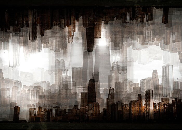 Abstract Greeting Card featuring the photograph Chicago Skyline #1 by Carmine Chiriac??
