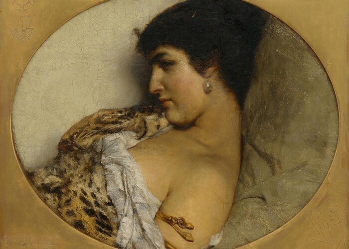 Lawrence Alma-tadema Greeting Card featuring the painting Cleopatra #2 by Lawrence Alma-Tadema