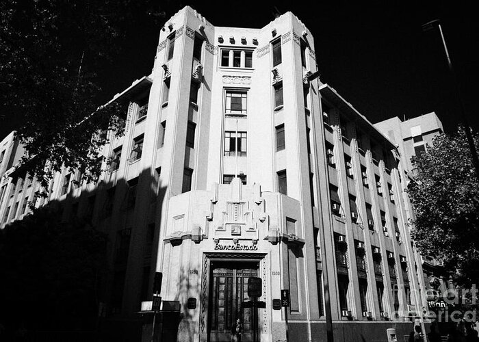 Closed Greeting Card featuring the photograph closed branch of banco estado the state bank Santiago Chile #1 by Joe Fox