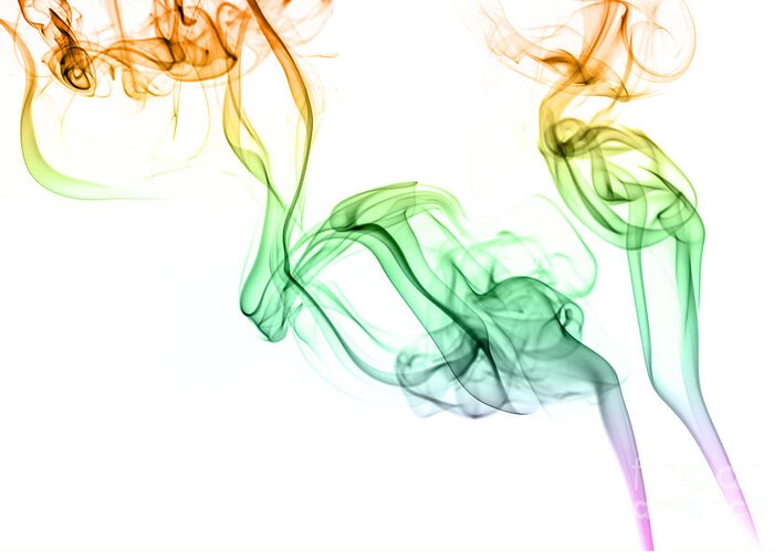 Smoke Greeting Card featuring the photograph Colorful smoke abstract on white #1 by Vishwanath Bhat