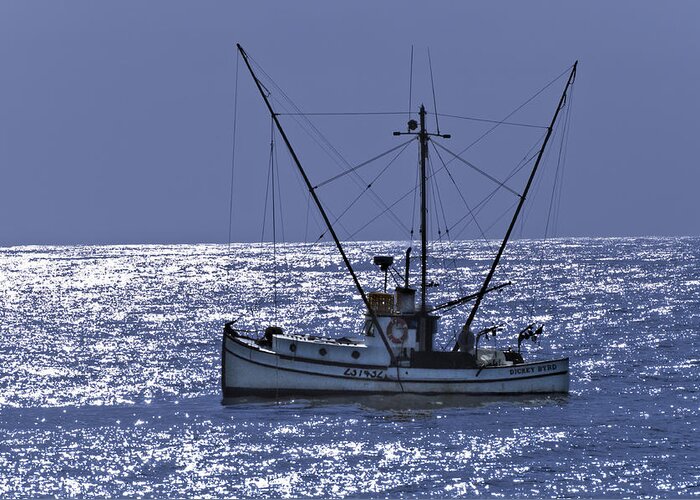 Commercial Fishing Boat Greeting Card featuring the photograph Commercial Fishing Boat Dickey Byrd Out Of Half Moon Bay #1 by Scott Lenhart