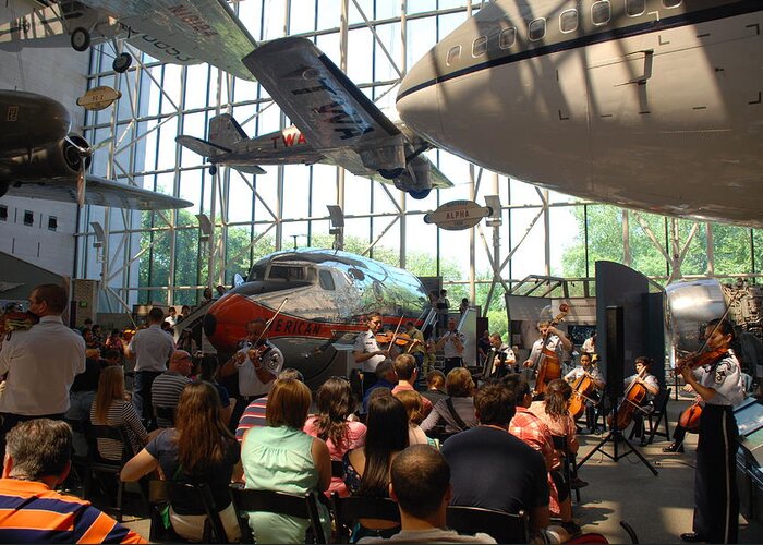 Air And Space Museum Greeting Card featuring the photograph Concert Under the Planes by Kenny Glover
