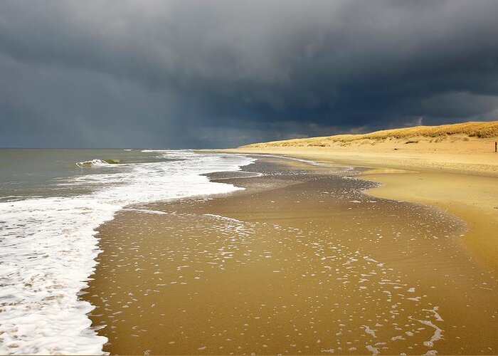 North Holland Greeting Card featuring the photograph Dark Sky At The Beach #1 by Sjo