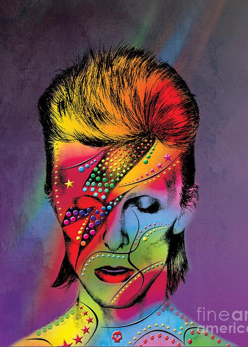  Greeting Card featuring the digital art David Bowie by Mark Ashkenazi
