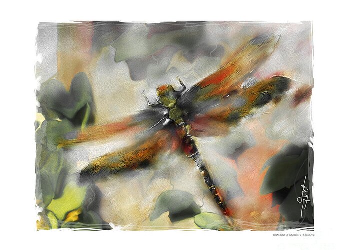 Impressionism Greeting Card featuring the painting Dragonfly Garden by Bob Salo