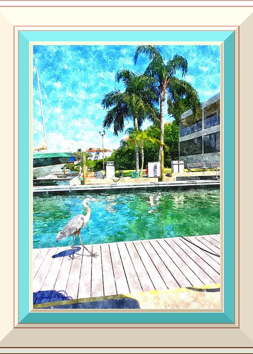 susan Molnar Greeting Card featuring the photograph Dry Dock Bird Walk - Digitally Framed by Susan Molnar