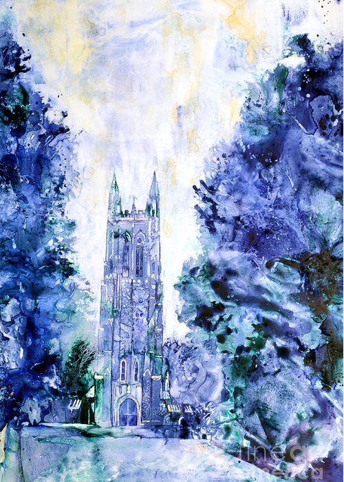 Watecolor Greeting Card featuring the painting Duke Chapel by Ryan Fox