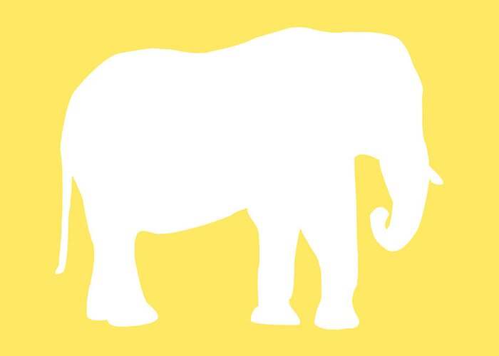 Graphic Art Greeting Card featuring the digital art Elephant in Yellow and White by Jackie Farnsworth