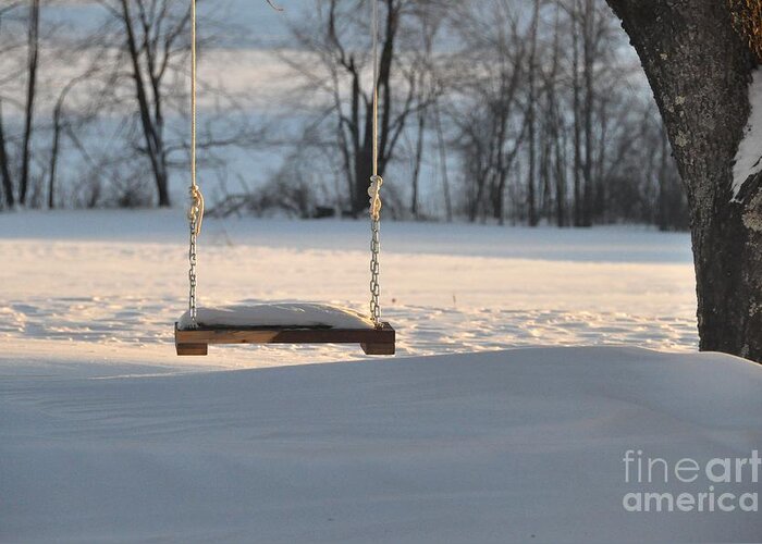 Snow Greeting Card featuring the photograph Empty Swing #1 by John Black
