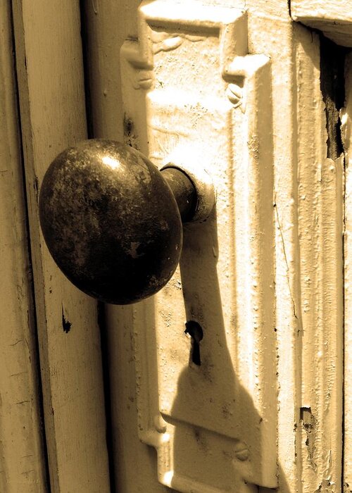 Doorknob Greeting Card featuring the photograph Enter					 #1 by Steve Godleski