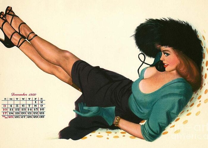 Esquire Greeting Card featuring the photograph Esquire Pin Up Girl by Action