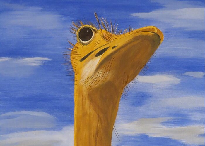 Ostrich Greeting Card featuring the painting Eye to the Sky #1 by Tim Townsend