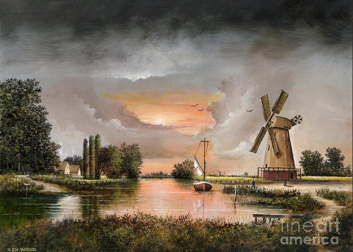 Countryside Greeting Card featuring the painting Fairhaven Mill - England by Ken Wood