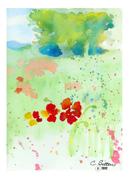 C Sitton Painting Paintings Greeting Card featuring the painting Field of Flowers #1 by C Sitton