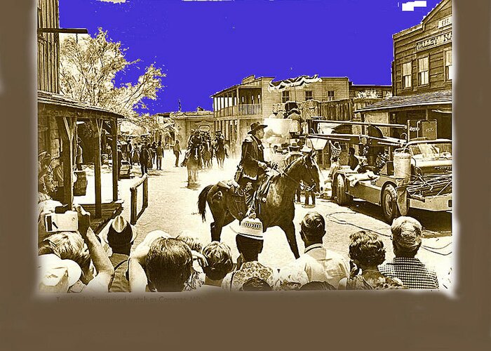 Film Homage Cameron Mitchell The High Chaparral Main Street Old Tucson Arizona Publicity Photo Greeting Card featuring the photograph Film Homage Cameron Mitchell The High Chaparral Main Street Old Tucson Az Publicity Photo #1 by David Lee Guss