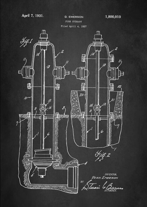 Fire Hydrant Patent Greeting Card featuring the digital art Fire Hydrant Patent 1931 #1 by Patricia Lintner