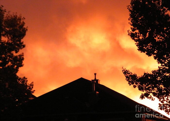 Sunrise Greeting Card featuring the photograph Fire in the Sky #2 by Ann E Robson