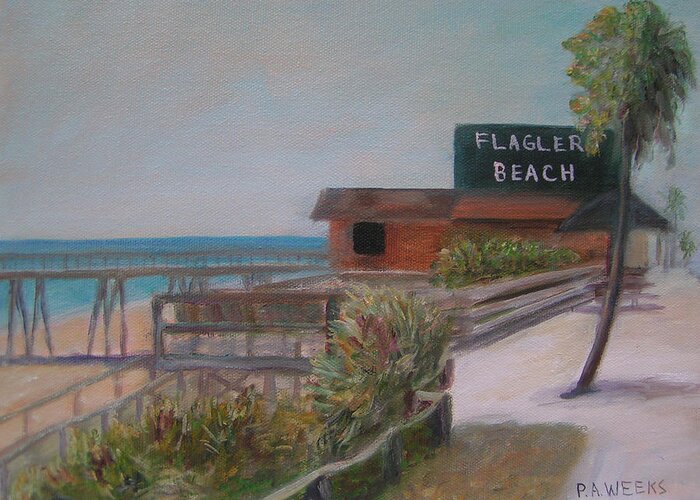 Flagler Beach Greeting Card featuring the painting Flagler Beach by Patty Weeks
