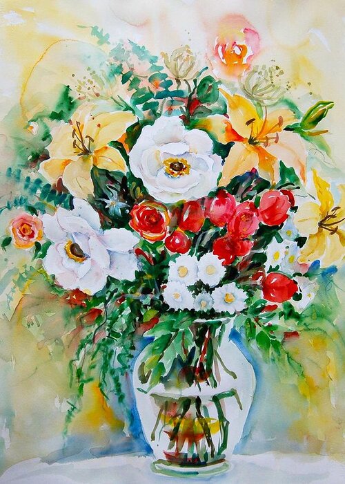 Watercolor Greeting Card featuring the painting Floral Arrangement III #1 by Ingrid Dohm