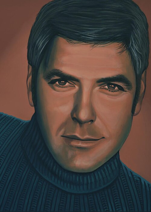 George Clooney Greeting Card featuring the painting George Clooney Painting by Paul Meijering