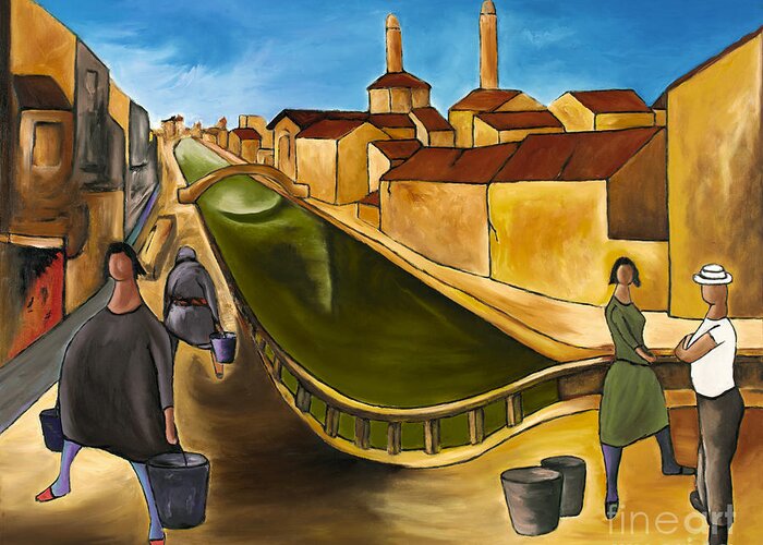 Green Canals Greeting Card featuring the painting Green Canals #2 by William Cain