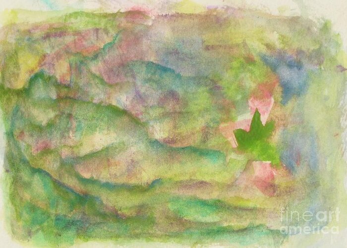 Abstract Greeting Card featuring the painting Green Pastures #1 by Laura Hamill