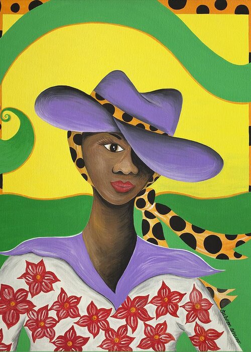 Gullah Art Greeting Card featuring the painting Hat Appeal by Patricia Sabreee