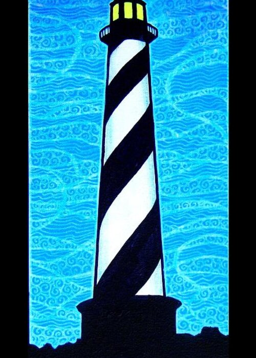 Lighthouse Greeting Card featuring the painting Hatteras Light #2 by Jim Harris