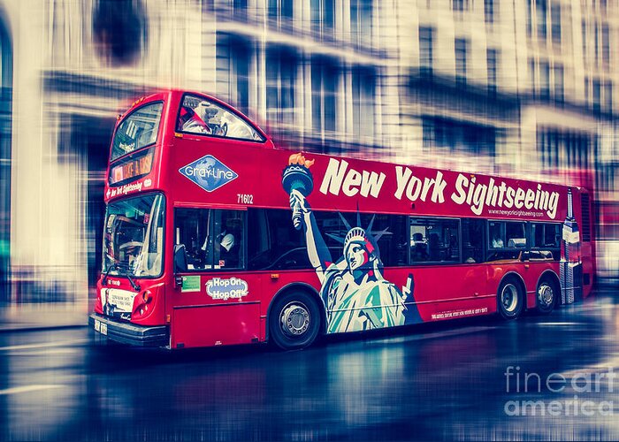 Nyc Greeting Card featuring the photograph hop on hop off through NYC by Hannes Cmarits