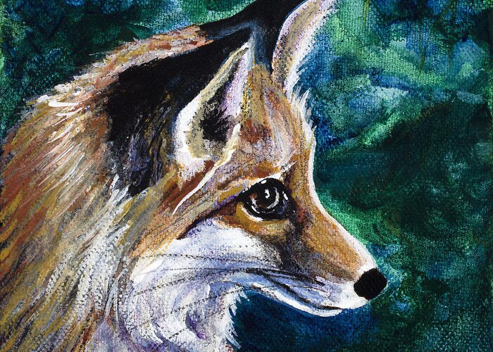 Fox Greeting Card featuring the painting Hopeful Fox #1 by Dale Bernard