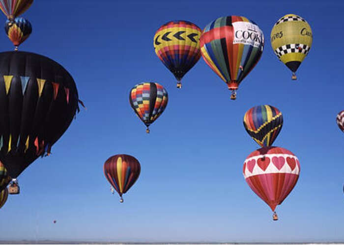Photography Greeting Card featuring the photograph Hot Air Balloons Floating In Sky #1 by Panoramic Images