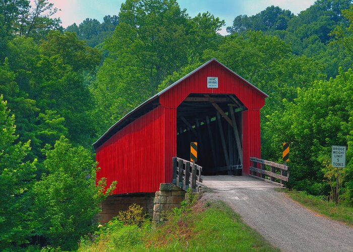 Ohio Greeting Card featuring the photograph Hune Covered bridge by Jack R Perry