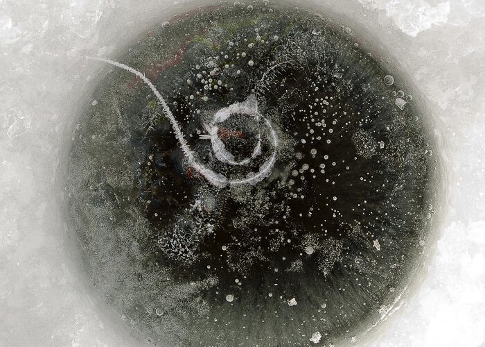 Ice Greeting Card featuring the photograph Ice fishing hole by Steven Ralser