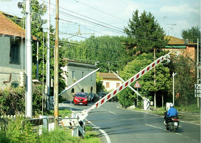 Automated Greeting Card featuring the photograph Italian Level Crossing #1 by Sheila Terry/science Photo Library