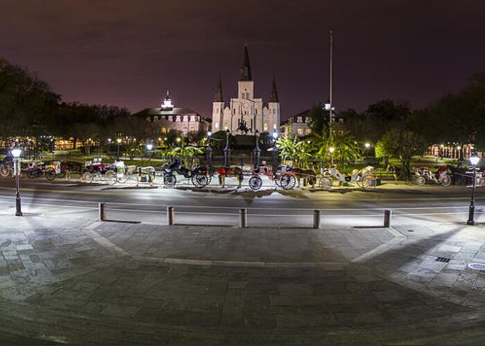 New Orleans Greeting Card featuring the photograph Jackson Square at night #1 by John McGraw