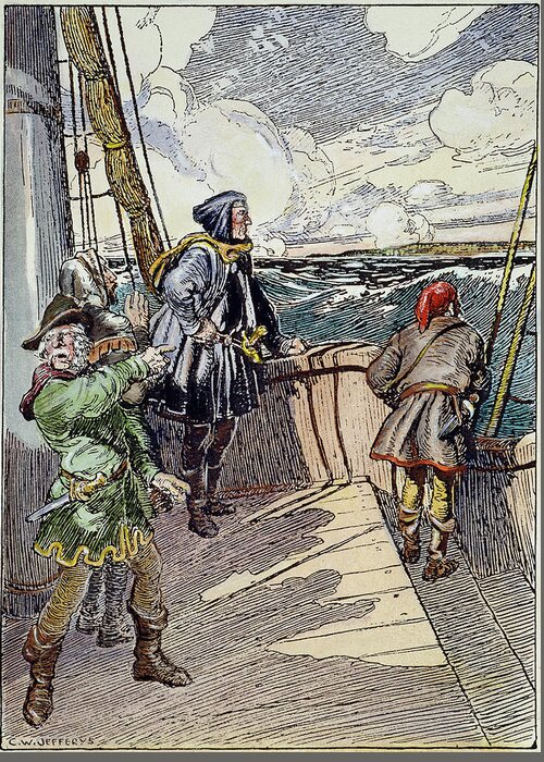 1497 Greeting Card featuring the drawing John Cabot (c1450-c1499) #1 by Granger