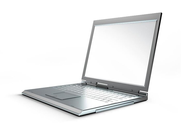 White Background Greeting Card featuring the digital art Laptop Computer, Artwork #1 by Leonello Calvetti