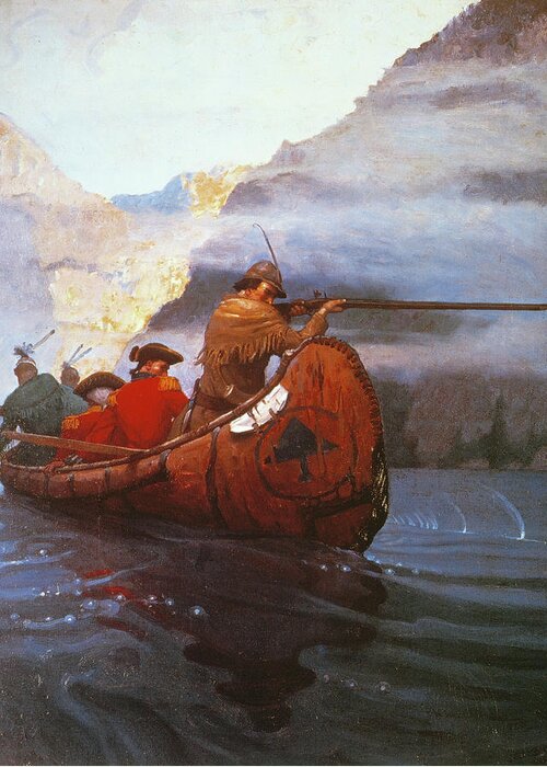 1757 Greeting Card featuring the drawing Last Of The Mohicans, 1919 by N C Wyeth