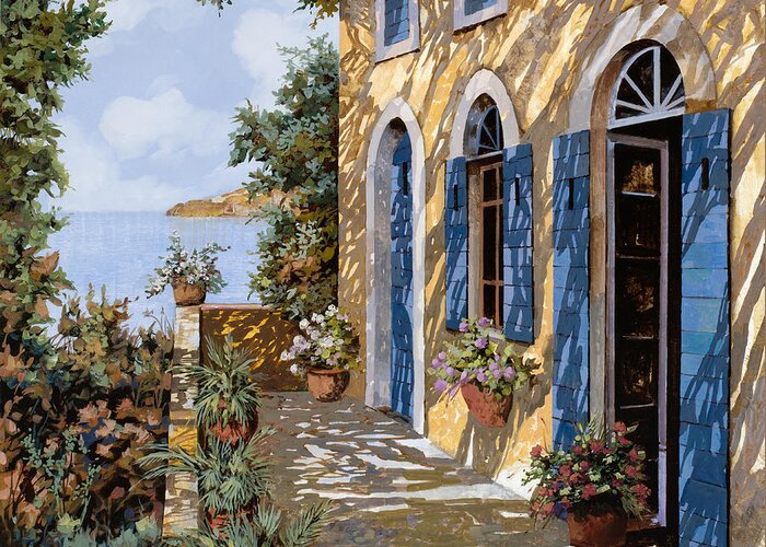 Blue Doors Greeting Card featuring the painting Altre Porte Blu by Guido Borelli