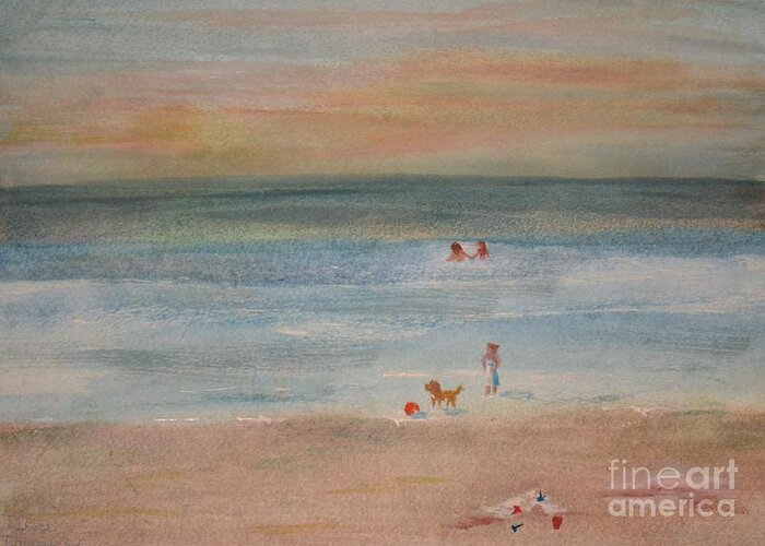 Sea Greeting Card featuring the painting Lets Play #1 by Denise Tomasura
