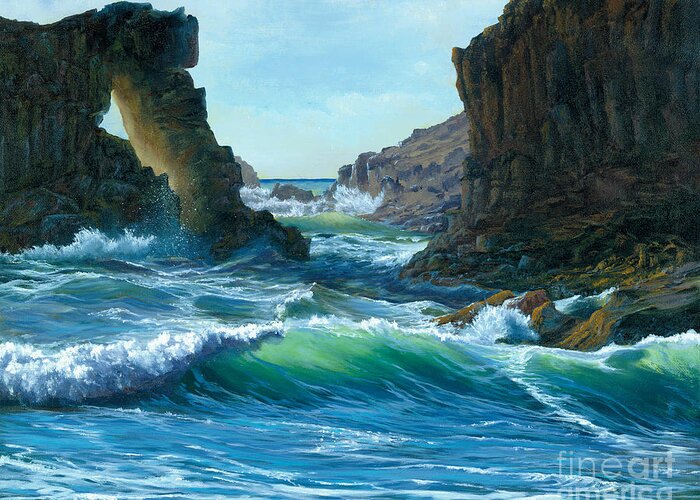  Seascape Greeting Card featuring the painting Letting the Ocean In by Jeanette French